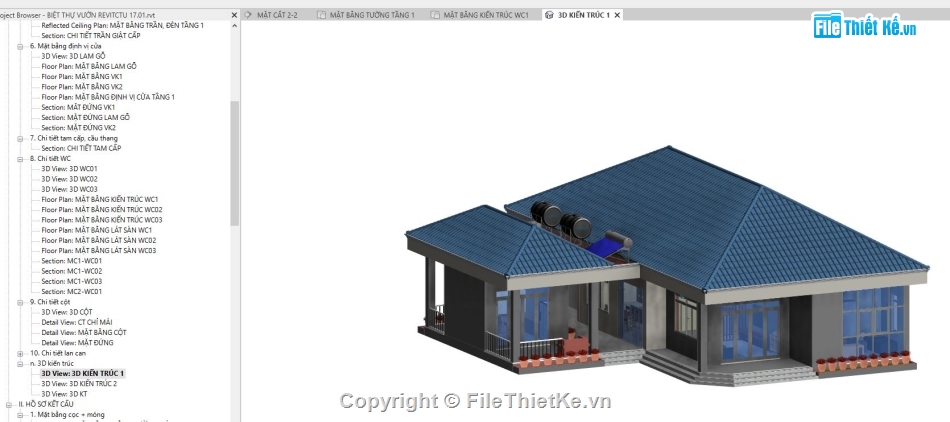 biệt thự 1 tầng revit,file revit biệt thự 1 tầng,bản vẽ revit biệt thự 1 tầng,Revit biệt thự 1 tầng 16.6x20.58m,Bản vẽ biệt thự 1 tầng,bản vẽ biệt thự revit