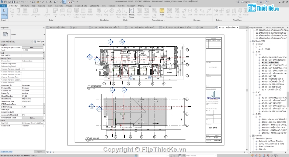 mẫu biệt thự mái thái,Biệt thự mái thái 1 tầng,Nhà mái thái 1 tầng,Revit nhà phố