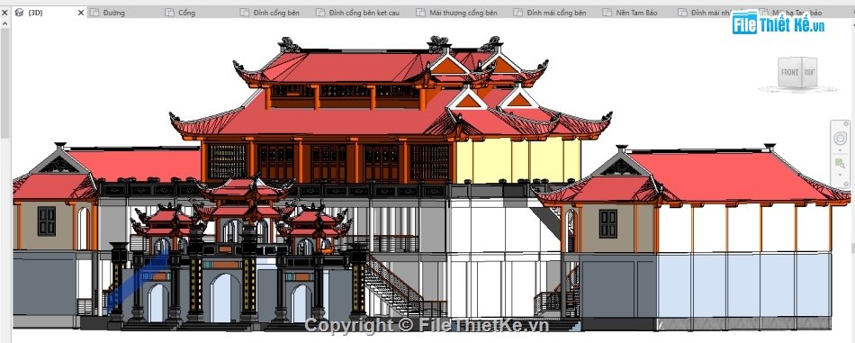 file thiết kế revit,Revit thiết kế chùa,file thiết kế chùa,revit chùa,model revit thiết kế chùa