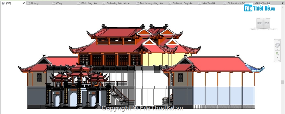 file thiết kế revit,Revit thiết kế chùa,file thiết kế chùa,revit chùa,model revit thiết kế chùa