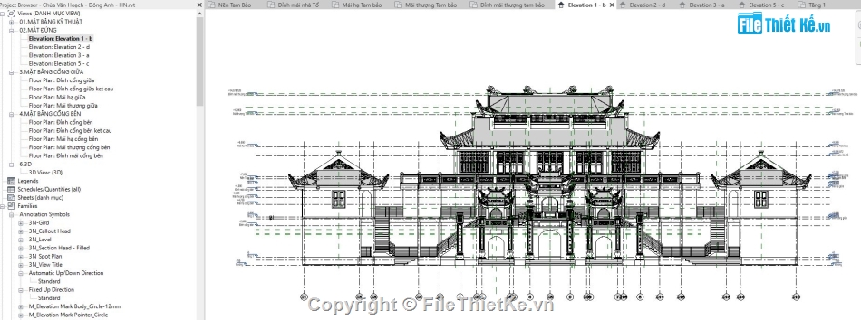 file thiết kế revit,Revit thiết kế chùa,file thiết kế chùa,revit chùa,model revit thiết kế chùa