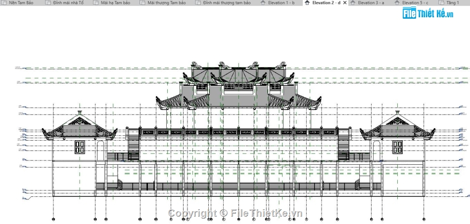 file thiết kế revit,Revit thiết kế chùa,file thiết kế chùa,revit chùa,model revit thiết kế chùa