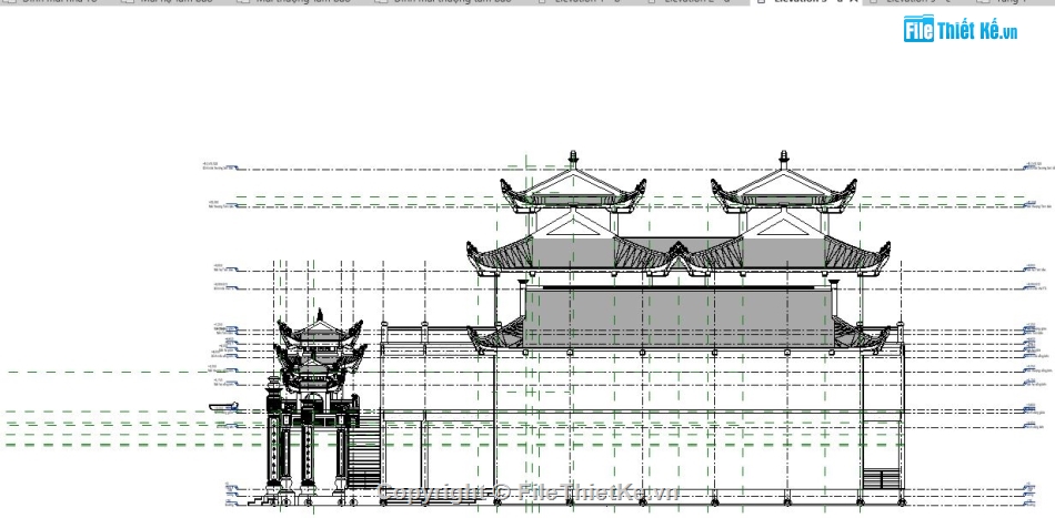 file thiết kế revit,Revit thiết kế chùa,file thiết kế chùa,revit chùa,model revit thiết kế chùa