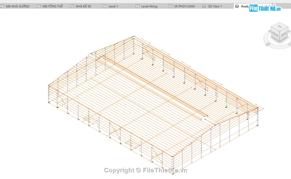 Kết cấu nhà xưởng,nhà xưởng công nghiệp,xưởng công nghiệp,nhà xưởng 40.1x71m,revit kết cấu nhà xưởng