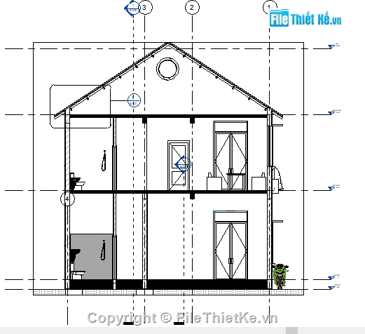 biệt thự 2 tầng,revit biệt thự,revit nhà phố,9.4x12,biệt thự 9.4x12,thiết kế biệt thự