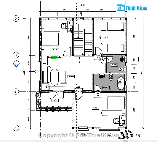 biệt thự 2 tầng,revit biệt thự,revit nhà phố,9.4x12,biệt thự 9.4x12,thiết kế biệt thự