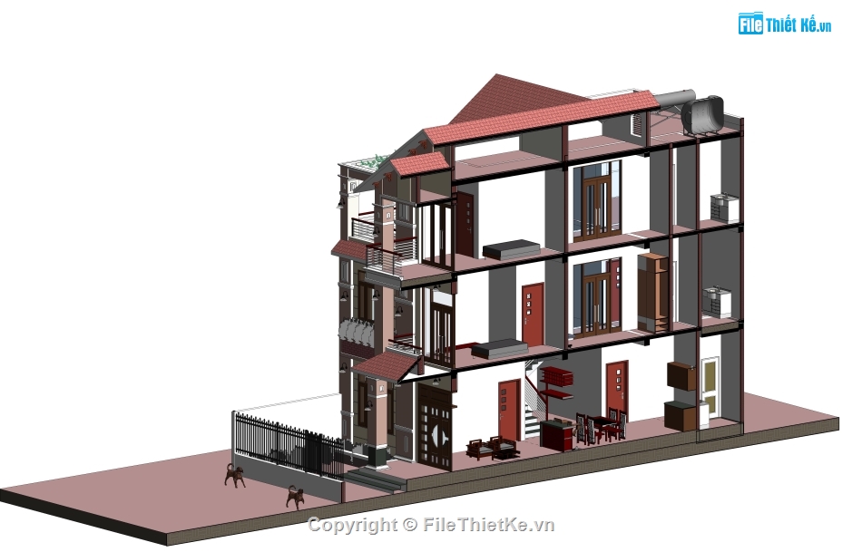 Biệt thự 3 tầng file revit,revit biệt thự 3 tầng,biệt thự 3 tầng revit,biệt thự 3 tầng 7.5x13m,bản vẽ biệt thự 3 tầng