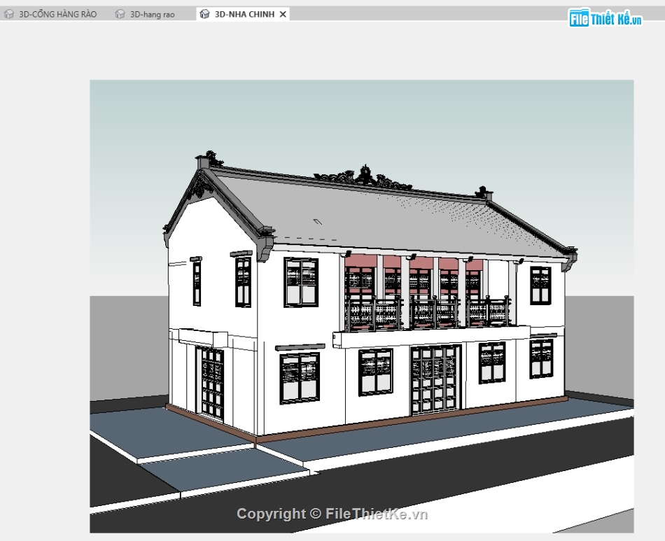 Nhà 2 tầng 7x14m,Revit nhà 2 tầng,Nhà ở kết hợp thờ,Thiết kế nhà ở và thờ
