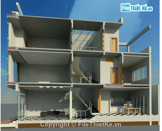 Nhà phố,3 tầng,4x16,mặt tiền 4m,revit nhà phố,mẫu công trình revit