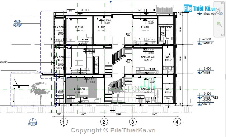 Revit nhà phố 3 tầng,Revit nhà 3 tầng 5x15m,Kiến trúc nhà phố 3 tầng,nhà phố đẹp revit,bản vẽ revit nhà phố 3 tầng