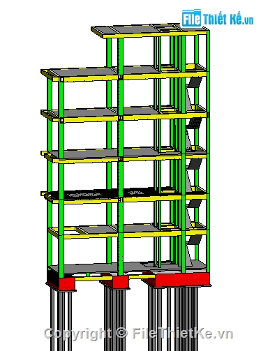 Nhà phố,revit structure,file thiết kế nhà phố,revit nhà phố,nhà phố 6 tầng,Nhà phố 4x12m