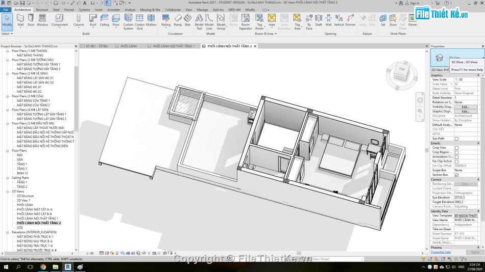 Nhà phố hiện đại 2 tầng,full kiến trúc 5x16.5m,kiến trúc nhà phố 2 tầng,revit nhà phố 2 tầng,mẫu nhà phố 2 tầng