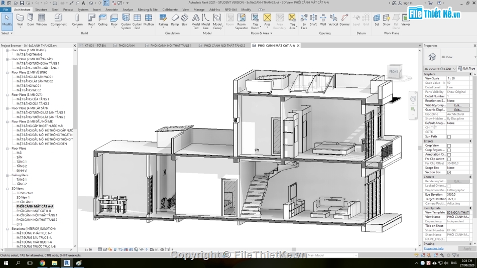 Nhà phố hiện đại 2 tầng,full kiến trúc 5x16.5m,kiến trúc nhà phố 2 tầng,revit nhà phố 2 tầng,mẫu nhà phố 2 tầng