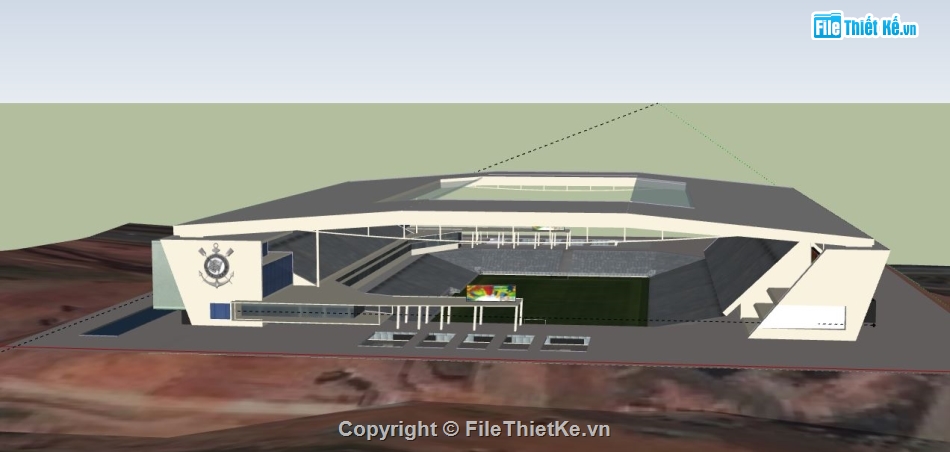 Sân vận động đá bóng,File su sân vận động,sketchup sân vận động,sân vận động file su