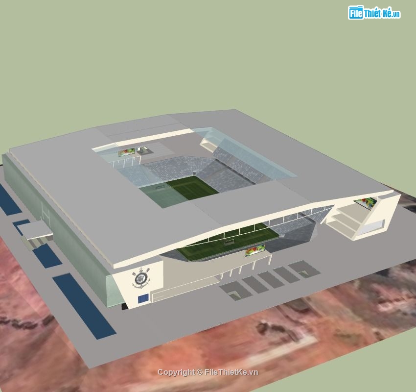 Sân vận động đá bóng,File su sân vận động,sketchup sân vận động,sân vận động file su