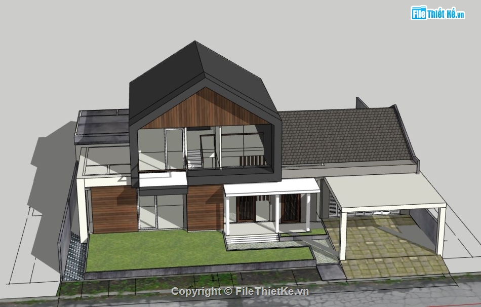 Model su biệt thự 2 tầng,file sketchup biệt thự 2 tầng,file su biệt thự 2 tầng,biệt thự 2 tầng model su