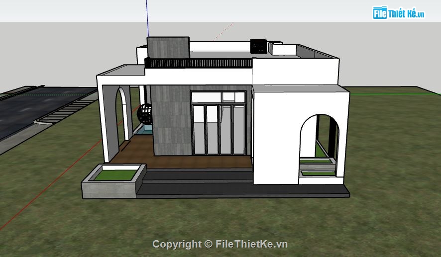 thiết kế nhà cấp 4,file sketchup nhà cấp 4,mẫu nhà cấp 4