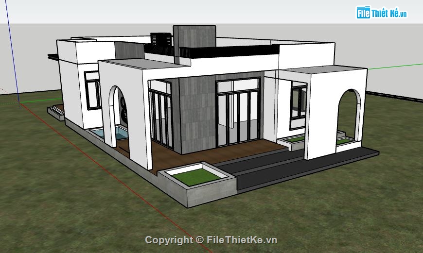 thiết kế nhà cấp 4,file sketchup nhà cấp 4,mẫu nhà cấp 4