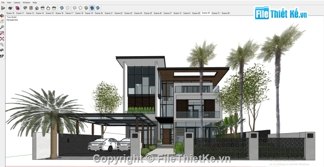 Sketch Up villa,Sketch Up biệt thự Villa,sketchup biệt thự