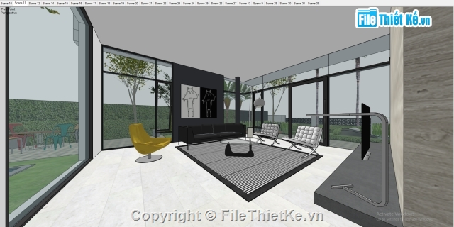 Sketch Up villa,Sketch Up biệt thự Villa,sketchup biệt thự