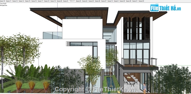 Sketch Up villa,Sketch Up biệt thự Villa,sketchup biệt thự