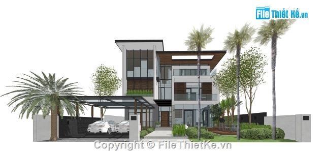 Sketch Up villa,Sketch Up biệt thự Villa,sketchup biệt thự