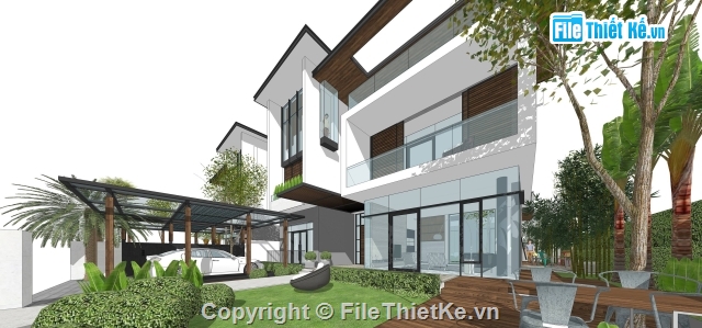 Sketch Up villa,Sketch Up biệt thự Villa,sketchup biệt thự