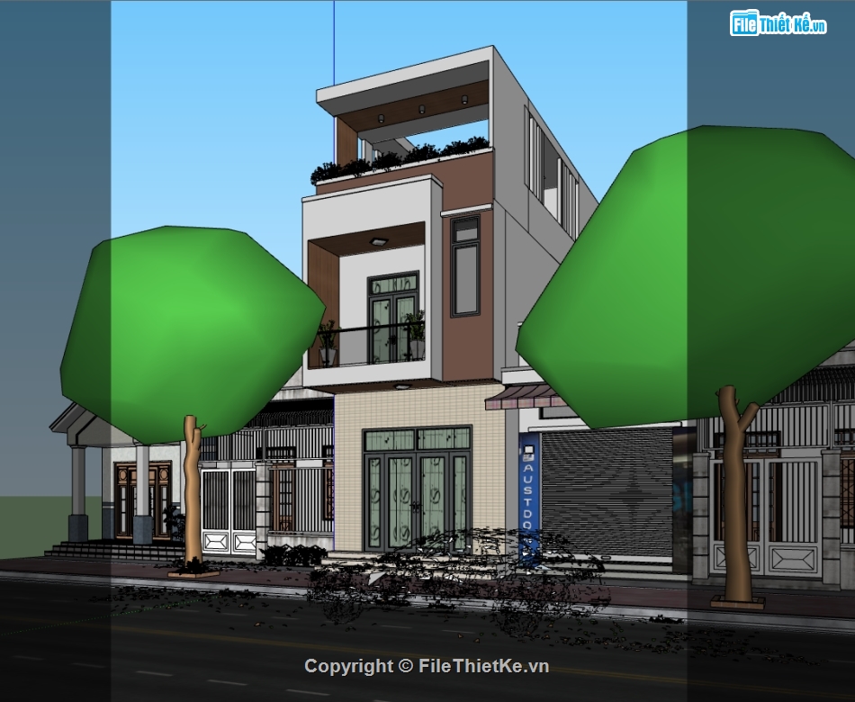 Nhà phố 3 tầng,Model su Nhà phố 3 tầng,File su Nhà phố 3 tầng,Model Nhà phố 3 tầng