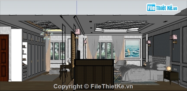 Su nội thất,nội thất đẹp,2D nội thất,Sketchup phòng ngủ,nội thất phòng ngủ,su nội thất phòng ngủ