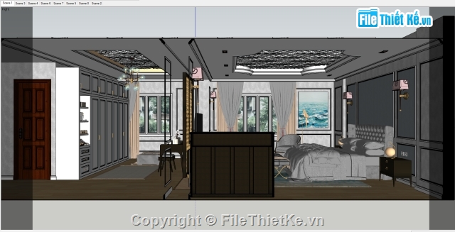 cad nội thất,file sketchup nội thất tân cổ điển,sketchup nội thất gia đình,nội thất đẹp