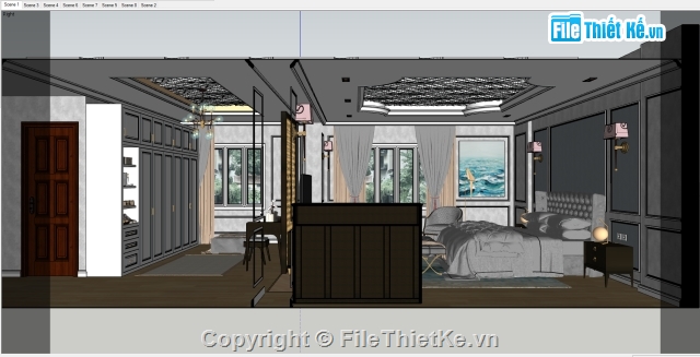 cad nội thất,file sketchup nội thất tân cổ điển,sketchup nội thất gia đình,nội thất đẹp