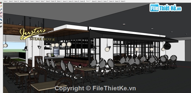 Nhà hàng bia,sketchup cửa hàng,Nhà hàng ăn uống