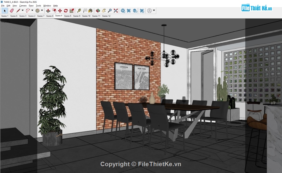 sketchup phòng khách,nội thất phòng bếp,sketchup nội thất,Sketchup bếp,sketchup bàn ghế ăn,File sketchup phòng khách