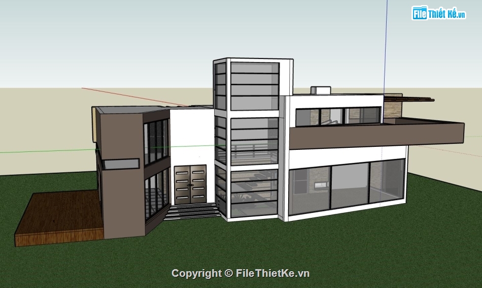 biệt thự 2 tầng,sketchup biệt thự 2 tầng,model su biệt thự 2 tầng