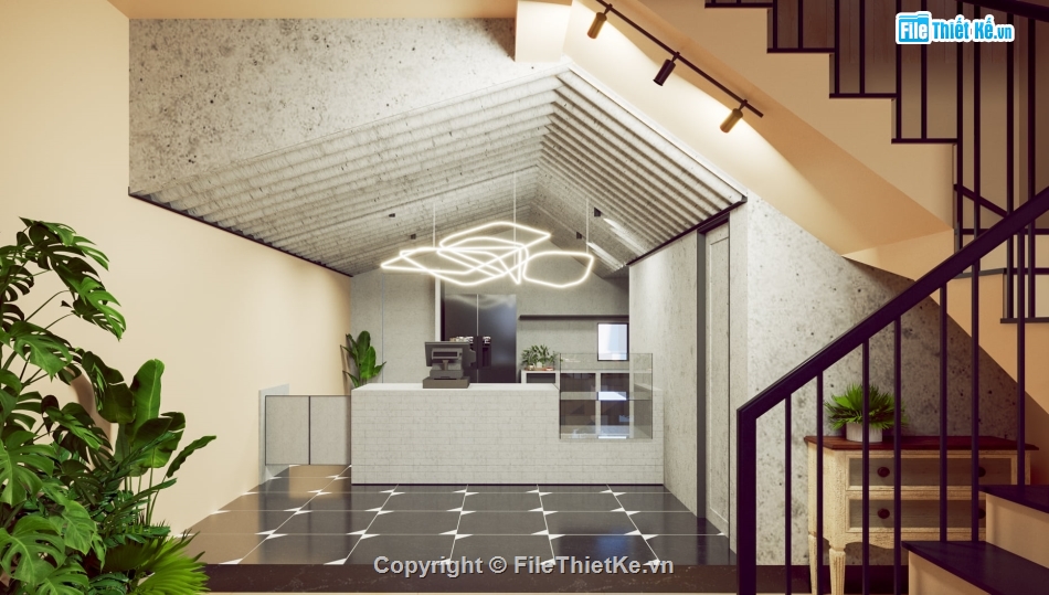 nội thất quán cà phê,Su nội thất quán cà phê,sketchup nội thất quán cà phê