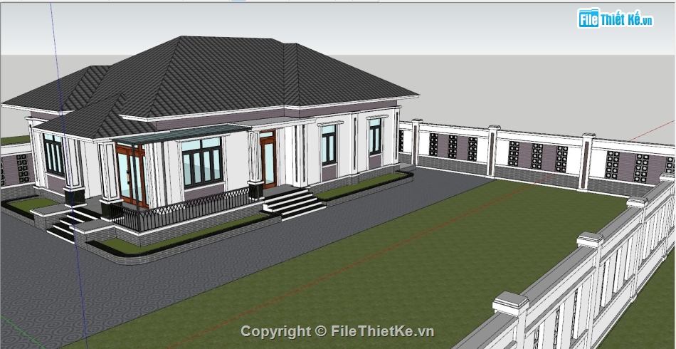 biệt thự 1 tầng 11x20m,model sketchup biệt thự 1 tầng,biệt thự 1 tầng file sketchup,file sketchup biệt thự 1 tầng,sketchup biệt thự 1 tầng