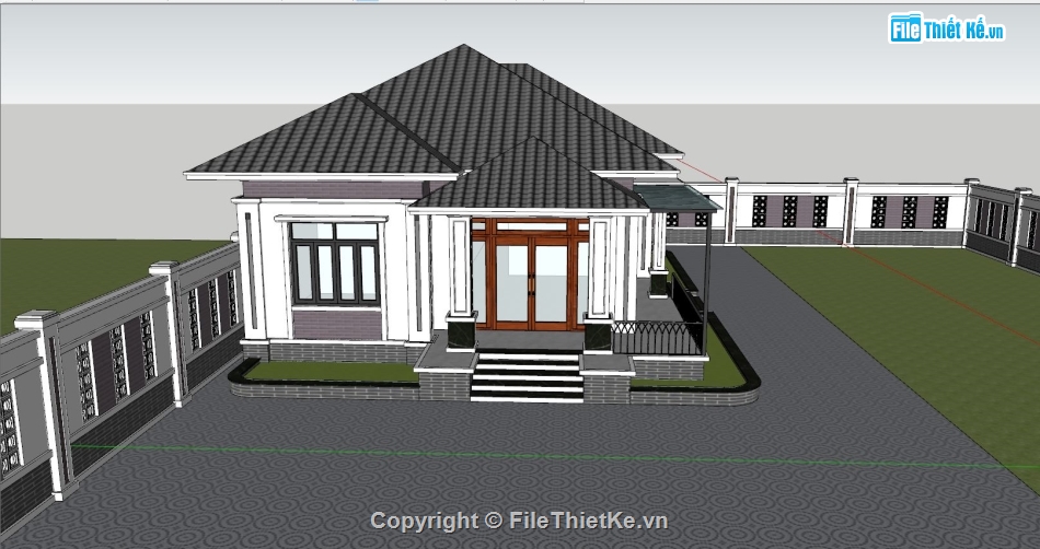 biệt thự 1 tầng 11x20m,model sketchup biệt thự 1 tầng,biệt thự 1 tầng file sketchup,file sketchup biệt thự 1 tầng,sketchup biệt thự 1 tầng