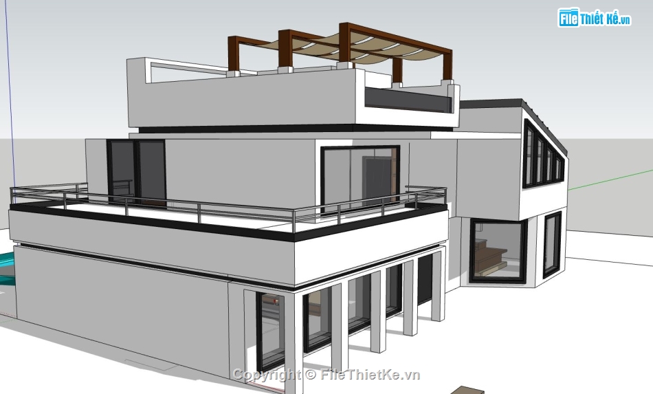 biệt thự 2 tầng đẹp,file su biệt thự 2 tầng,sketchup biệt thự 2 tầng