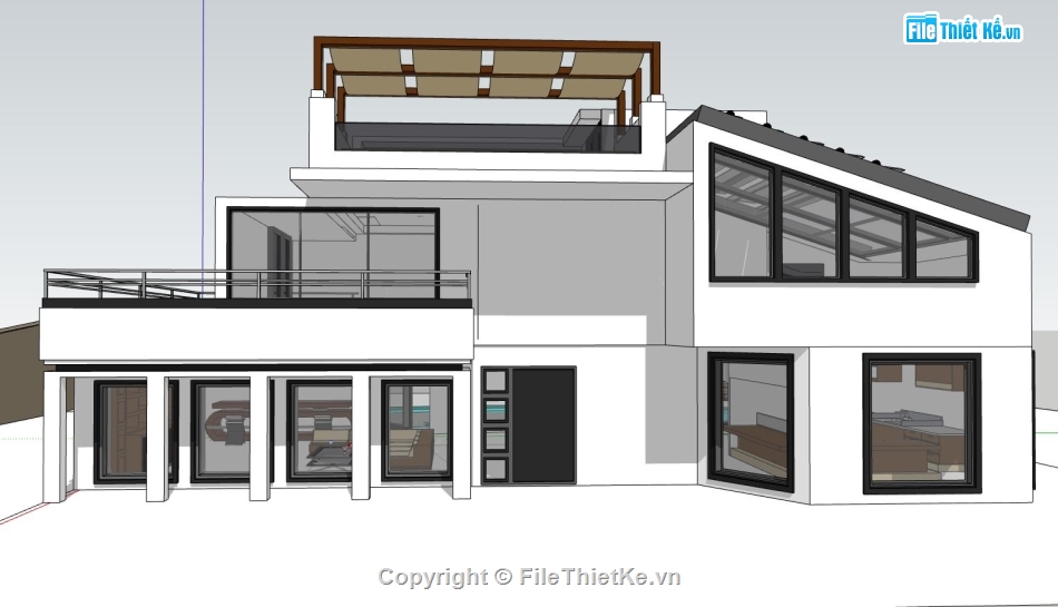 biệt thự 2 tầng đẹp,file su biệt thự 2 tầng,sketchup biệt thự 2 tầng