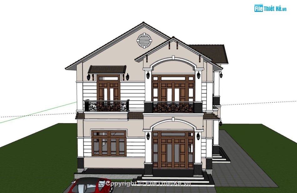 Biệt thự 2 tầng,model su biệt thự 2 tầng,sketchup biệt thự 2 tầng