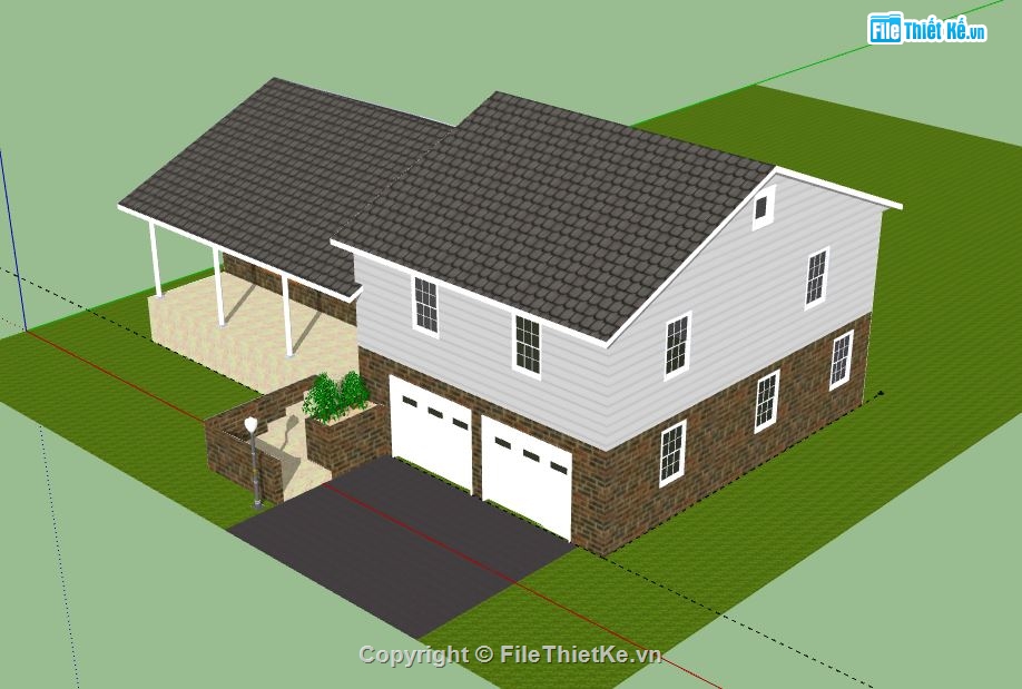 Biệt thự 2 tầng,model su biệt thự 2 tầng,biệt thự 2 tầng file su,sketchup biệt thự 2 tầng,biệt thự 2 tầng sketchup