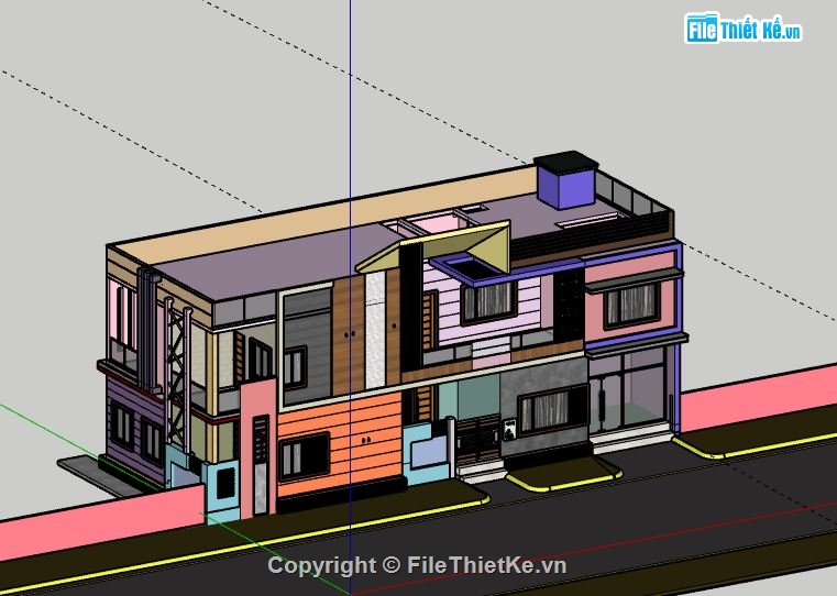 Biệt thự 2 tầng,biệt thự 2 tầng file su,file sketchup biệt thự 2 tầng