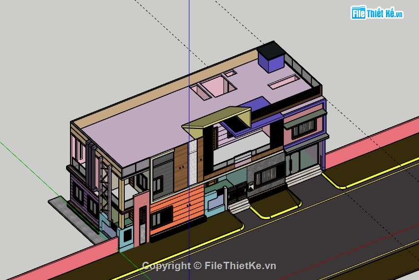 Biệt thự 2 tầng,biệt thự 2 tầng file su,file sketchup biệt thự 2 tầng