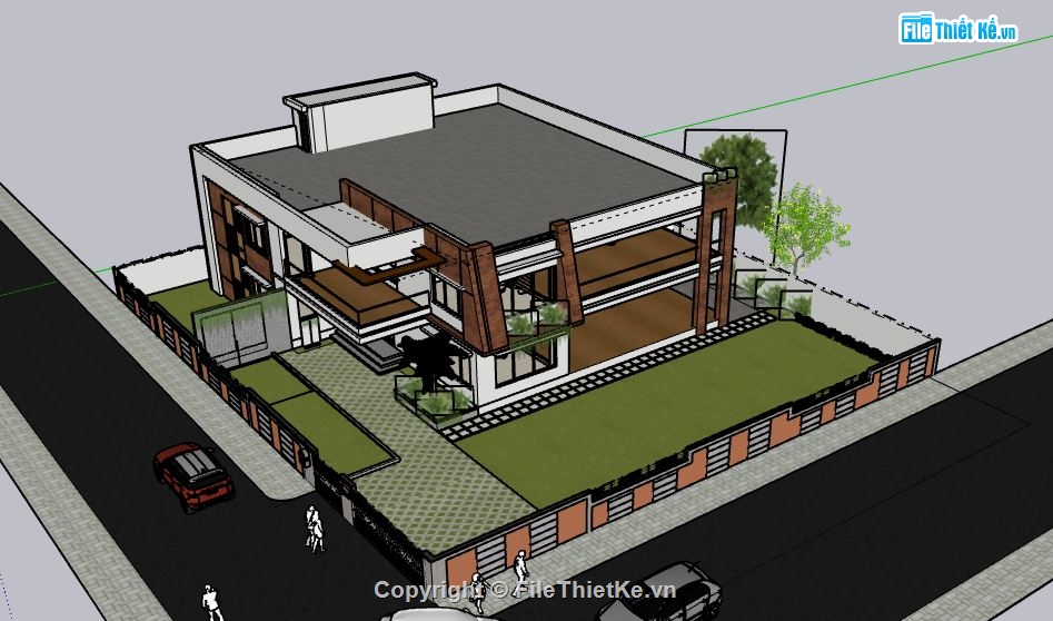 Biệt thự 2 tầng,model su biệt thự 2 tầng,file sketchup biệt thự 2 tầng