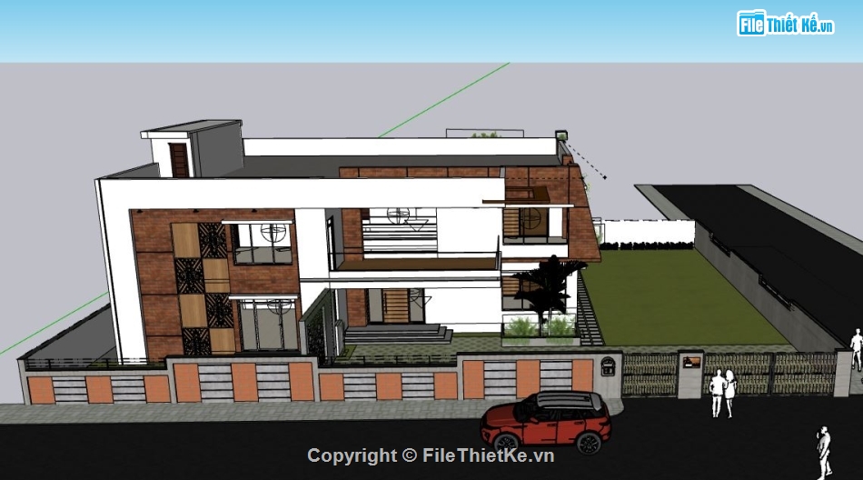 Biệt thự 2 tầng,model su biệt thự 2 tầng,file sketchup biệt thự 2 tầng