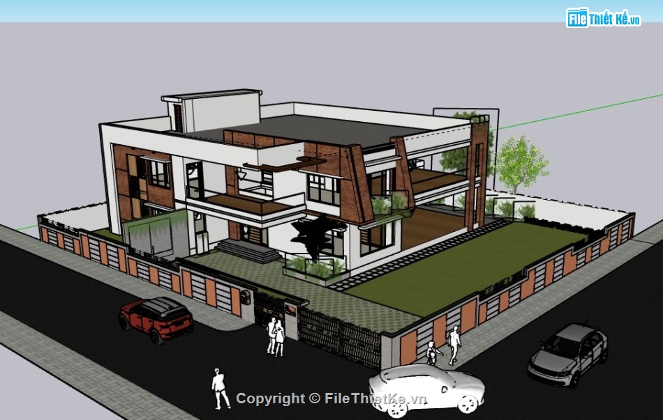 Biệt thự 2 tầng,model su biệt thự 2 tầng,file sketchup biệt thự 2 tầng