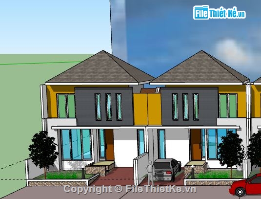 Biệt thự 2 tầng,model su biệt thự 2 tầng,biệt thự 2 tầng file sketchup