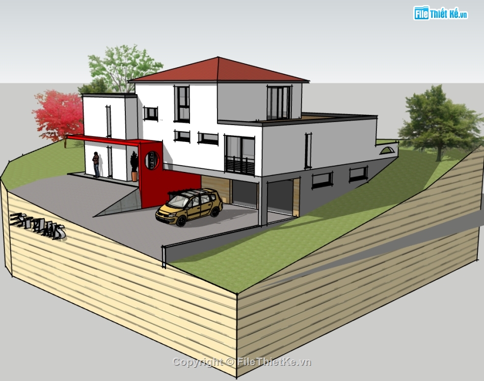 biệt thự 2 tầng,model su biệt thự 2 tầng,biệt thự 2 tầng sketchup,file su biệt thự 2 tầng