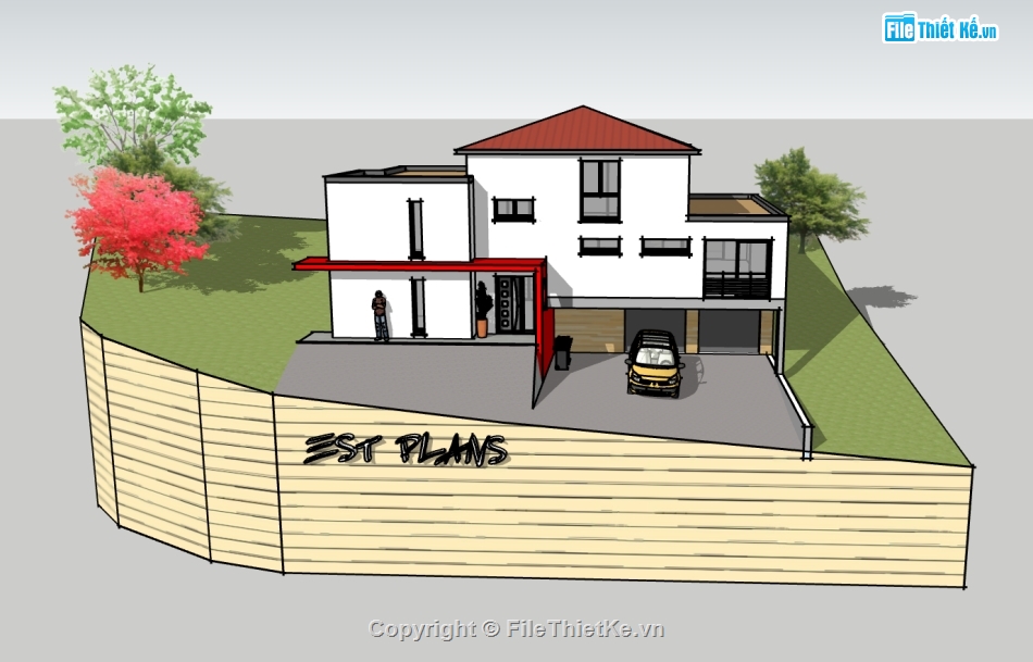 biệt thự 2 tầng,model su biệt thự 2 tầng,biệt thự 2 tầng sketchup,file su biệt thự 2 tầng