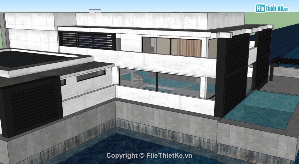biệt thự đẹp 2,biệt thự đẹp 2 tầng,biệt thự 2 tầng đẹp,sketchup biệt thự 2 tầng